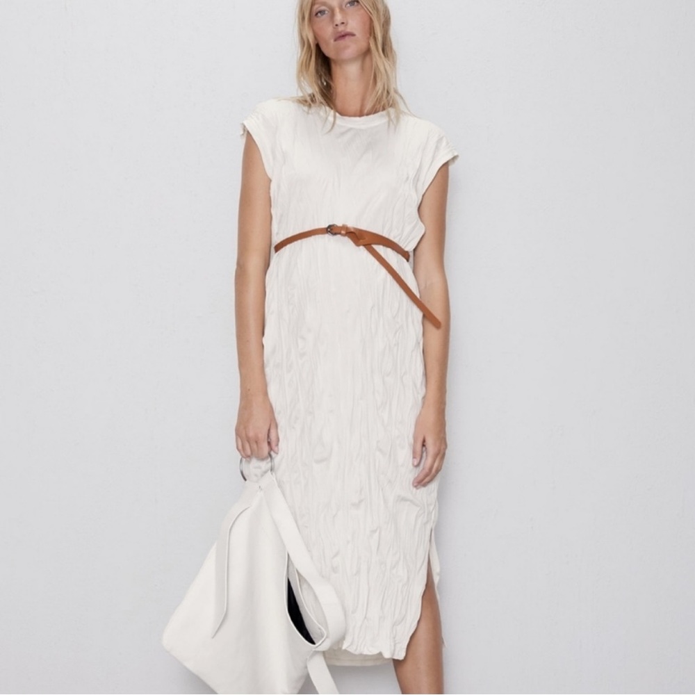 Zara crinkle effect midi dress - Picture 2 of 10